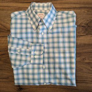 Brooks Brothers Long Sleeve Poplin Button Up Plaid Non Iron Button Down Shirt